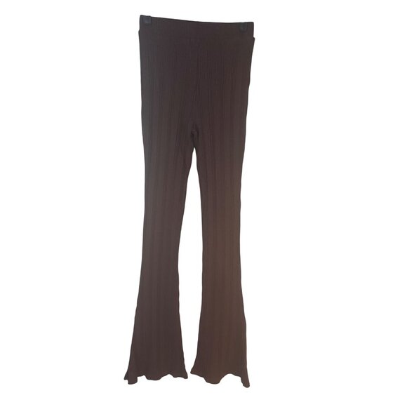 2/$30 ZARA Medium Womens Brown Ribbed Flare Pants - Picture 1 of 13